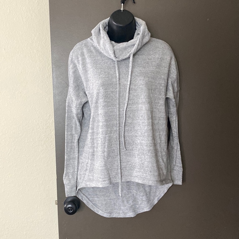 Enough About Me size S gray lightweight sweatshirt with long turtleneck